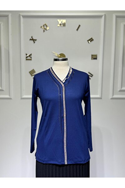 ModaMinar Women's New Season Stoned and Embroidered Mother's Blouse