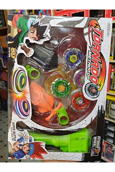 OYUNCAKSAHİLİ Beybilet Topaçlar Kutuda Beybileyt Tornado x4 Beyblade Atıcı Sa...