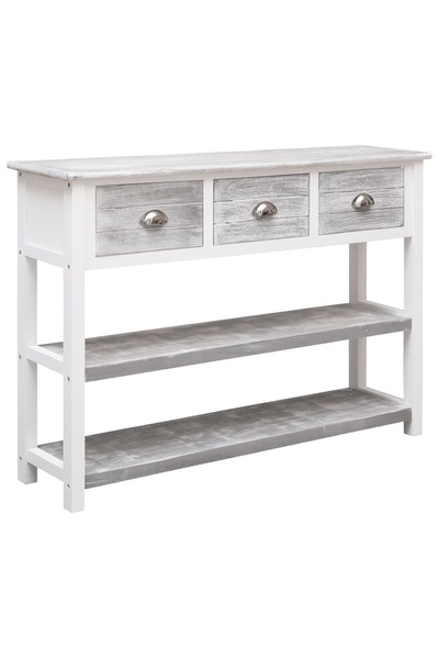 vidaxl Dulap, gri antichizat, 108x30x76 cm, lemn masiv de paulownia