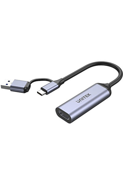 Unitek V1167A Μετατροπέας USB-A / USB-C αρσενικό σε HDMI θηλυκό Γκρι 1 τεμάχιο