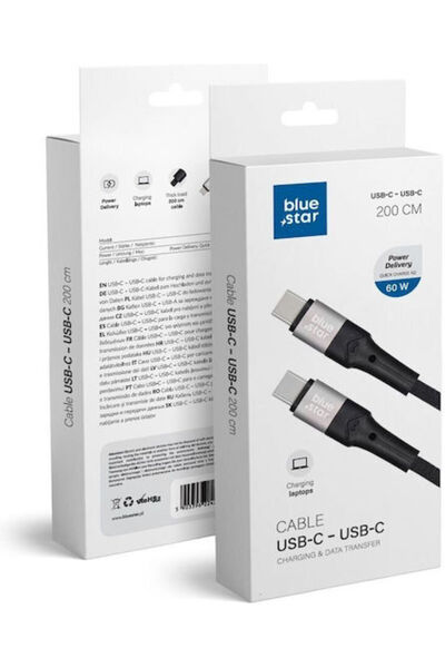 Blue Star USB 2.0 USB-C Αρσενικό σε USB-C Καλώδιο PD 60W Μαύρο 2μ