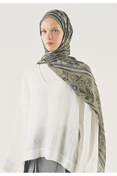 Freshscarfs Șal din viscoză moale cu model Flora Echo argintiu