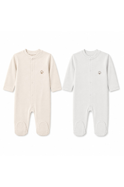 FYB 2-Piece Baby Sleep and Play Jumpsuit with Booties and Snap Fasteners, 100...