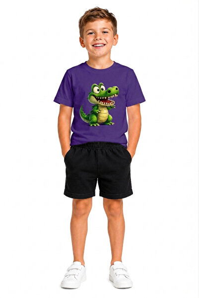 VODEXA Set de tricou și pantaloni scurți pentru fete și băieți, 100% bumbac, ...