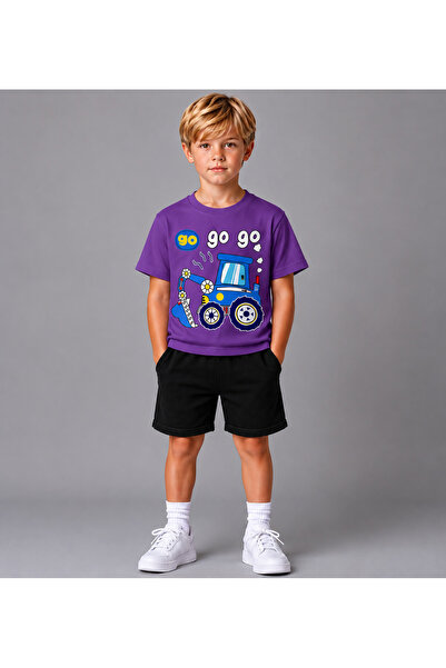 VODEXA Set tricou și pantaloni scurți pentru fete și băieți, 100% bumbac, cro...