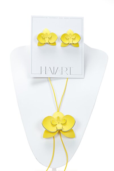 HAIArt Orchid Necklace + Earrings Top Bottom Set - Canary Yellow
