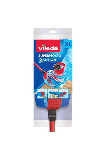 Vileda 3Action Σφουγγαρίστρα Βελουτέ XL με Λαβή 140008 Κόκκινο/Μπλε