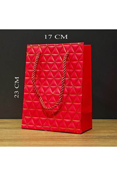 ForWhat Red Geometric Pattern Single Cardboard Bag for Office Home Office Gif...