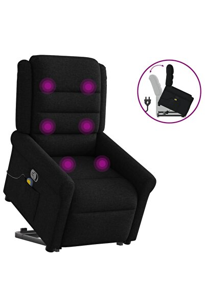 vidaxl Fotoliu rabatabil de masaj, cu ridicare, negru, material textil
