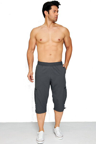 Enrico Ferry Men's Anthracite Micropoly Fabric Cargo Pocket Mesh Lined Quick-...