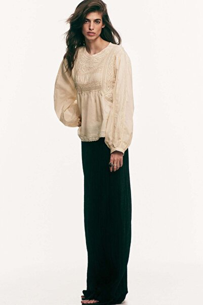 H&M Lace-inset cotton blouse