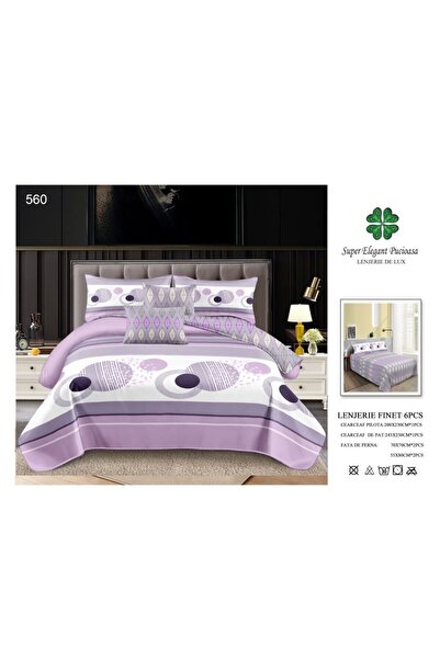 Super Elegant Pucioasa Lenjerie de Pat Finet 6 Piese 245x250cm – Confort Premium