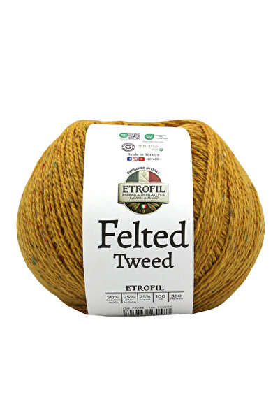 Etrofil Felted Tweed Knitting Yarn Amber Texture 50% Organic Merino Wool 25% ...