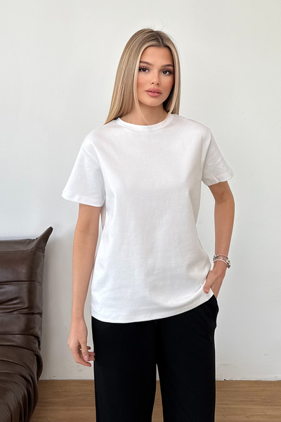GİYSA Tricou de bază cu gât rotund pentru femei, alb - 26Y MW0000086