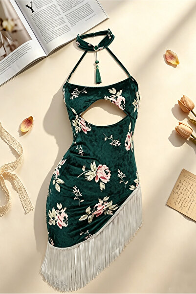Generic Retro Style Elegant Lady Velvet High Grade Lingeries With Tassel Flor...