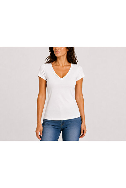 MRV DESIGN White V-Neck Bodysuit