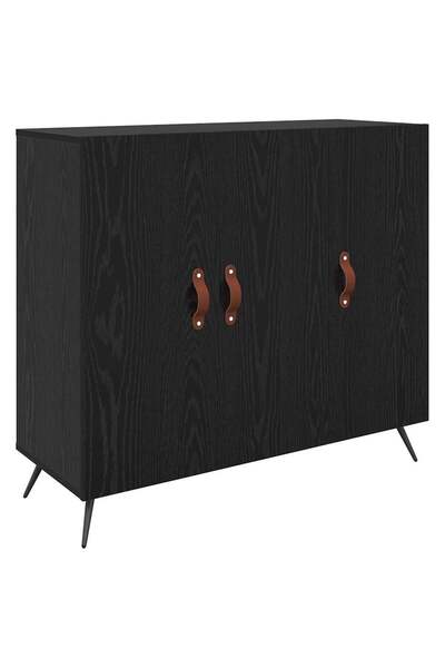 vidaxl Bufet Stejar Negru 89,5 x 34 x 80 cm Lemn compozit