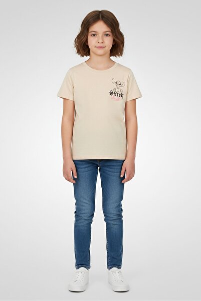 Disney Kids Girl Short Sleeve Graphic Top, Light Tan