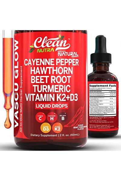 Clean Nutraceuticals Cayenne Pepper Drops Supplement Liquid + Hawthorn Berry,...