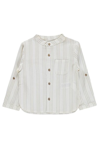 Civil Boys Hakim Collar Striped Shirt for 2-5 Years Old - Brown