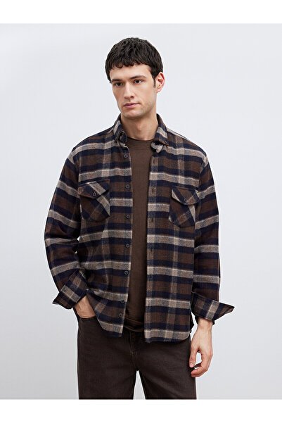 LC Waikiki Nevavm Regular Fit Plaid Men's Lumberjack Shirt with Difference