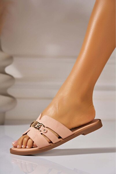 Joana Lonryn Nude Faux Suede Slide Sandals 38