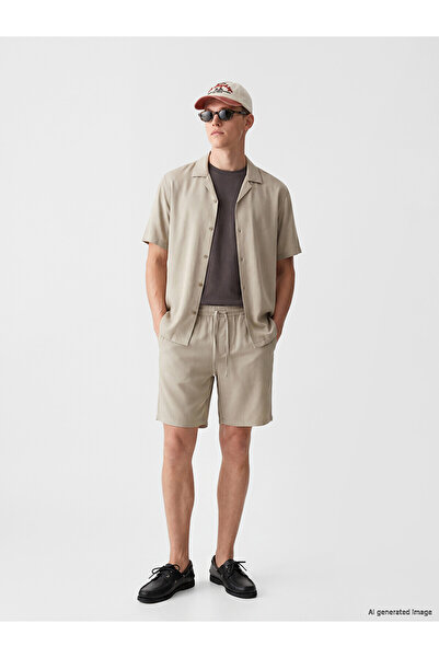 LC Waikiki Nevavm Regular Fit Belmando Fabric Men's Shorts with Difference