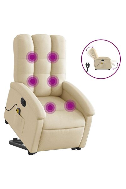vidaxl Fotoliu electric de masaj rabatabil cu ridicare, crem, textil