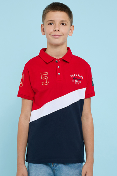 R&B Color Block Polo T-Shirt with Short Sleeves