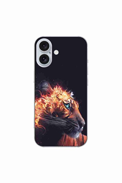 OEM Husa compatibila cu Apple iPhone 16 Silicon Gel Tpu Model Flameborn Tiger