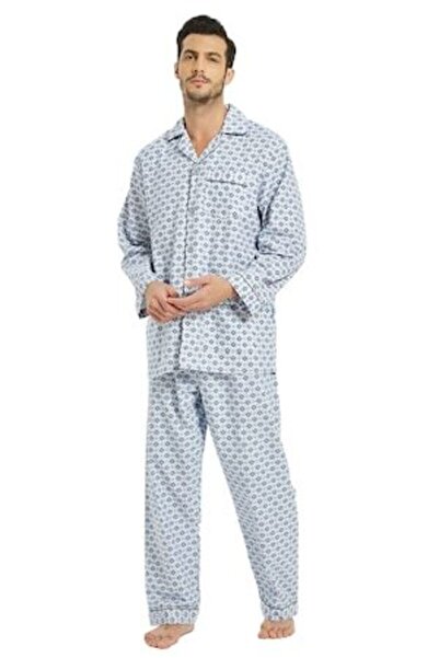 Global Men's Pajamas, Classic, Canvas, Set, Grey Plaid, Size 4XL, 58EU