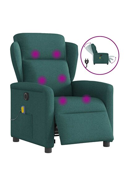 vidaxl Fotoliu electric de masaj rabatabil, verde închis, textil
