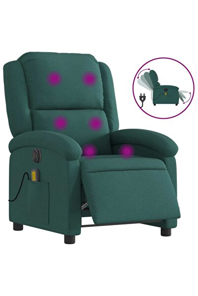 vidaxl Fotoliu electric de masaj rabatabil, verde închis, textil
