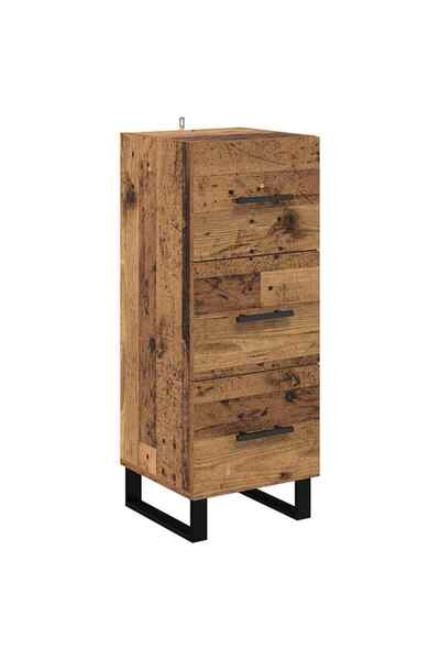 vidaxl Bufet Lemn Vechi 34,5 x 34 x 90 cm Lemn Ingineresc și Fier