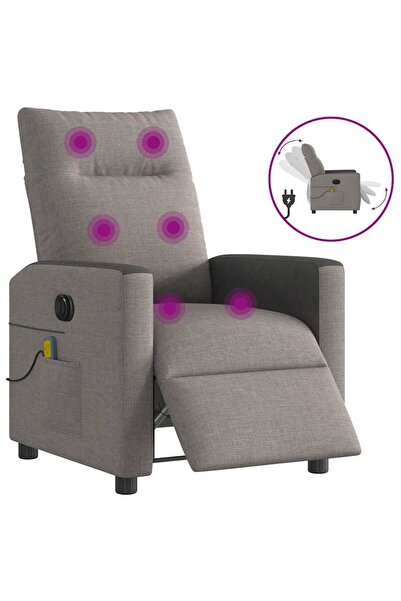vidaxl Fotoliu electric de masaj rabatabil, gri taupe, textil