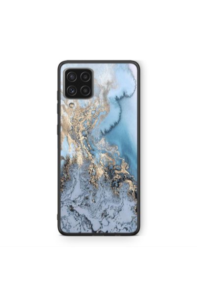 Other Samsung A22 4G Marble Gold Design Black Glossy Θήκη