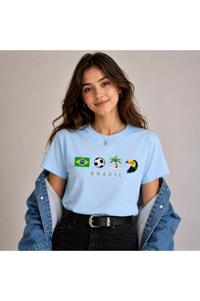 VODEXA Μπλουζάκι Unisex Oversize Brasil 1 με στάμπα, 100% βαμβάκι, άνετη εφαρ...
