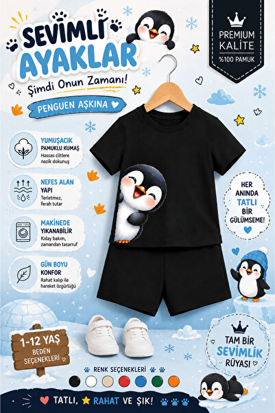OVERMAX Set drăguț pentru copii cu imprimeu pinguin – Combinație din 2 piese:...