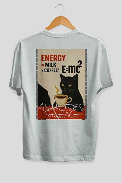 Ankhises For the Love of Cats 126 Cat Printed White Oversize T-Shirt 100% Cot...