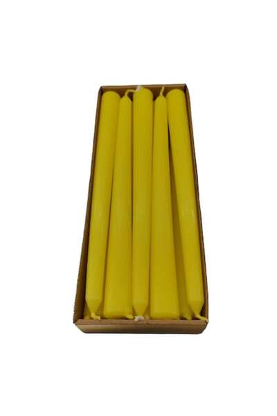 Claum Set of 10 conical candles, yellow, 24 cm,