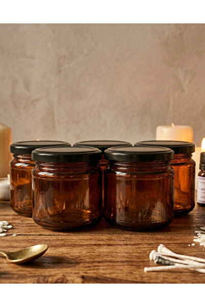 junibeliw 6 pieces amber empty glass decorative cream candle spice jar with b...