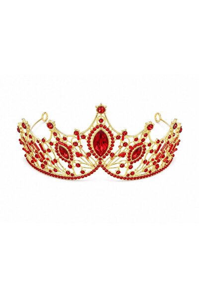 OEM Opulent gold tiara with dense red crystals
