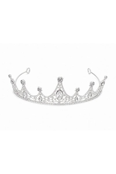 OEM Vintage silver tiara with transparent oval crystals
