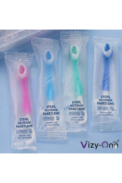 Vizy-Onn Dent Disposable Self-Adhesive Toothbrush - Dental Floss - Toothpick - 3in1 8 Pieces