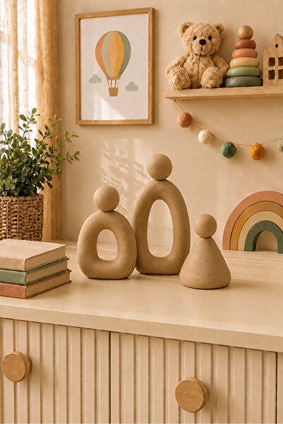 Minima Art Studio Minimal 3’lü Soyut Aile Biblo Seti Dekoratif Obje Modern Bo...