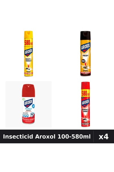 Aroxol Set 4 Spray Insecticid 100ml, 400ml, 580ml - Anti Insecte Eficient