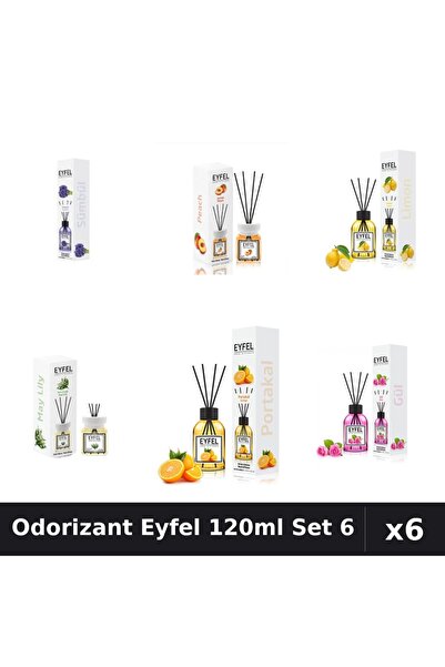 Eyfel Set 6 Odorizante Camera Betisoare - 6 Arome Asortate, 120ml Parfum