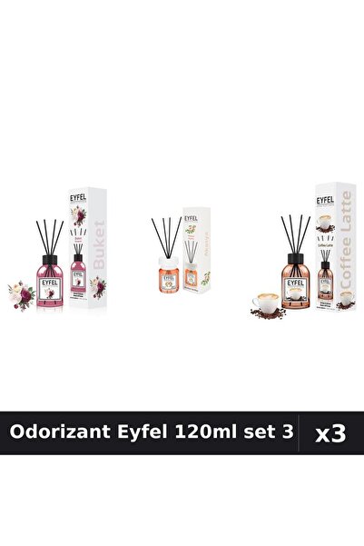 Eyfel Set 3 Odorizant Camera Betisoare 120ml - Bouquet, Acacia, Cafea