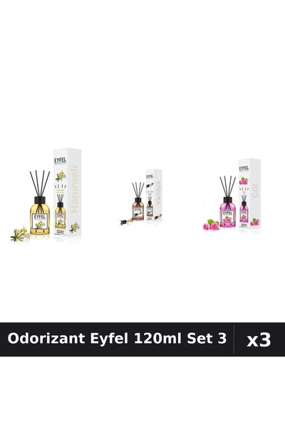 Eyfel Set 3 Odorizante Camera Betisoare 120ml - Mâna Maicii Domnului, Trandaf...