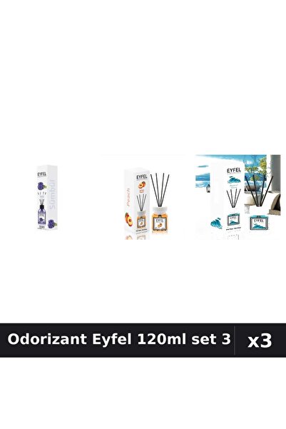 Eyfel Set 3 Odorizant Camera Betisoare 120ml - Ocean, Piersica, Zambile